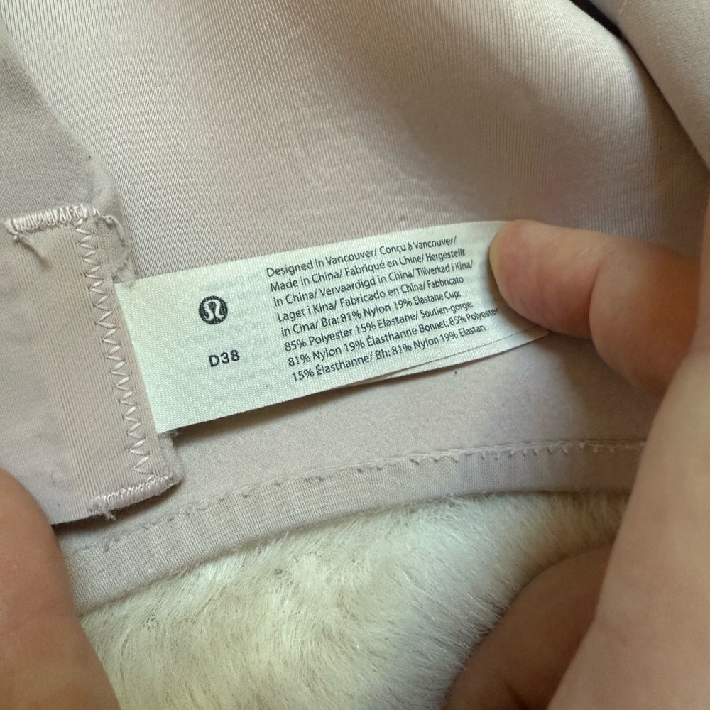 38D Lululemon Bra - Light Pink